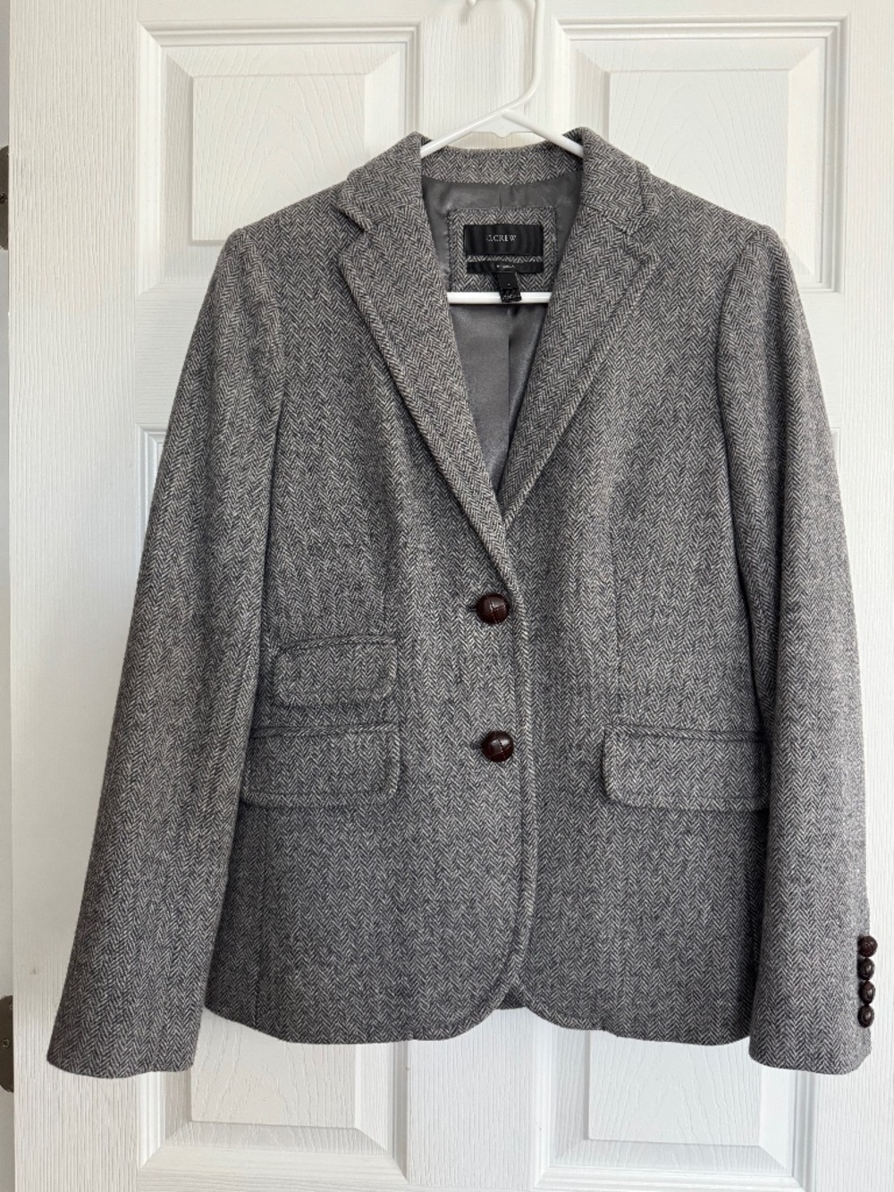 J.Crew Wool Herringbone Jacket - Grey - Size 2